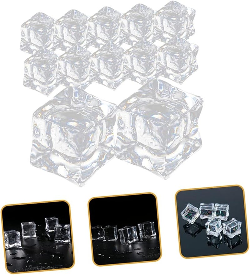 STOBAZA 60Pcs Plastic Fake Ice Cubes For Photography Props DIY Decor Centerpieces - Image 5